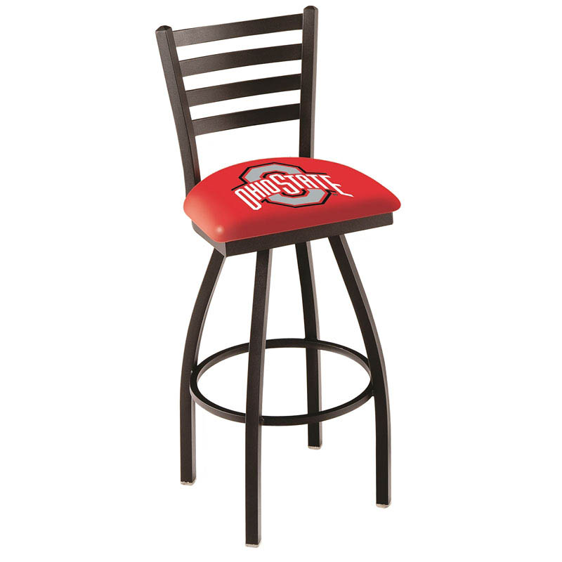 inch Black Ohio State Ladder Back Swivel Bar Stool