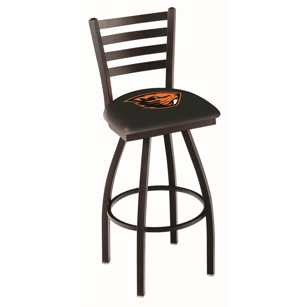 inch Black Oregon State Ladder Back Swivel Bar Stool