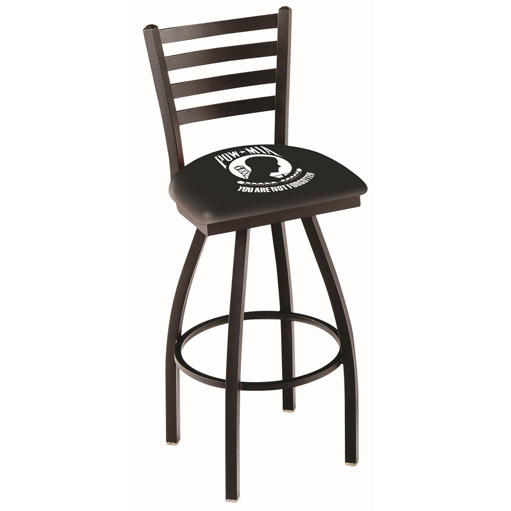inch Black POW/MIA Ladder Back Swivel Bar Stool