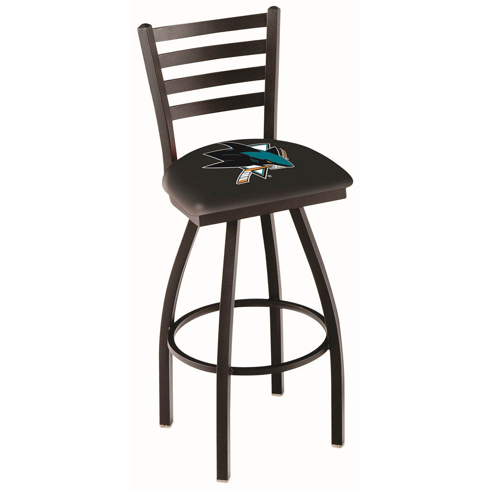 inch Black San Jose Sharks Ladder Back Swivel Bar Stool