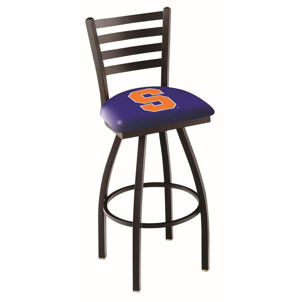 inch Black Syracuse Ladder Back Swivel Bar Stool