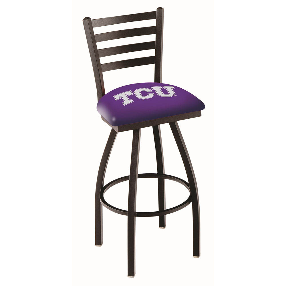 inch Black TCU Ladder Back Swivel Bar Stool