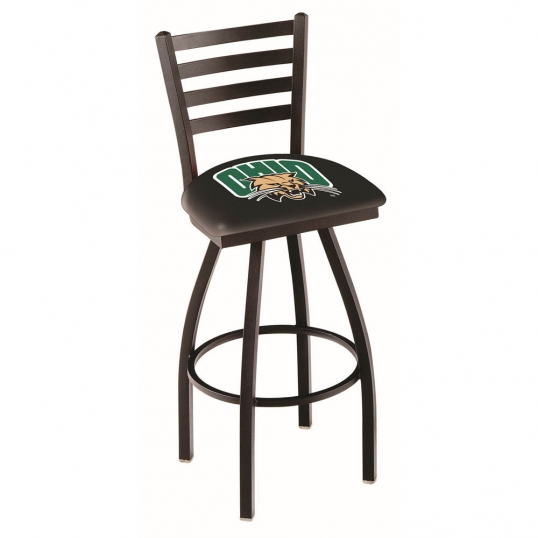 30 inch Black Ohio University Ladder Back Swivel Counter Stool