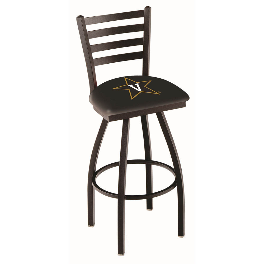 inch Black Vanderbilt Ladder Back Swivel Bar Stool