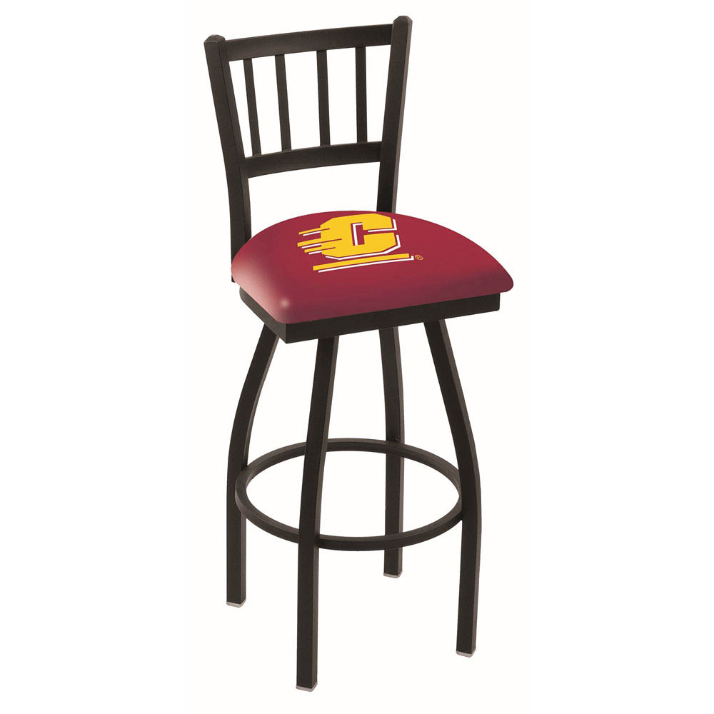 inch Black Central Michigan Jailhouse Back Swivel Bar Stool