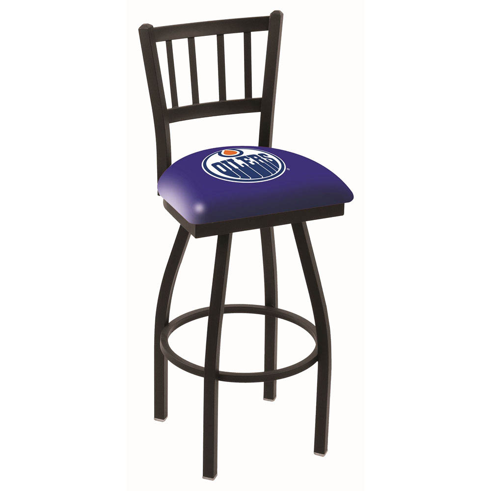 inch Black Edmonton Oilers Jailhouse Back Swivel Bar Stool