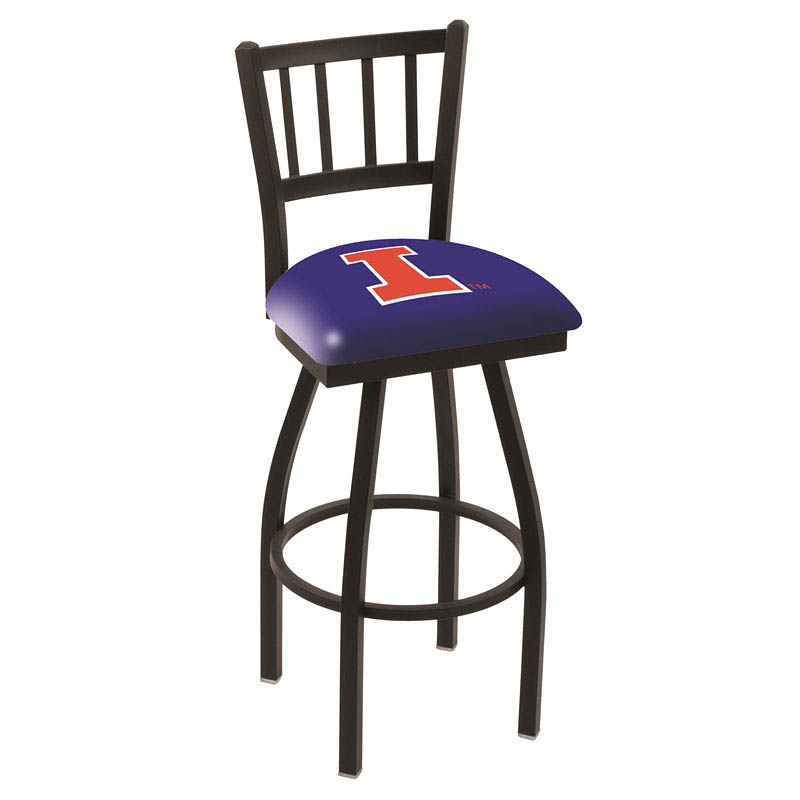 inch Black Illinois Jailhouse Back Swivel Bar Stool