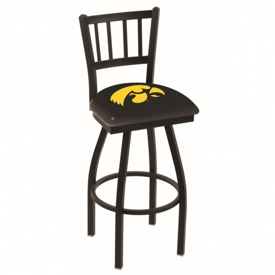 30 inch Black Iowa Jailhouse Back Swivel Counter Stool