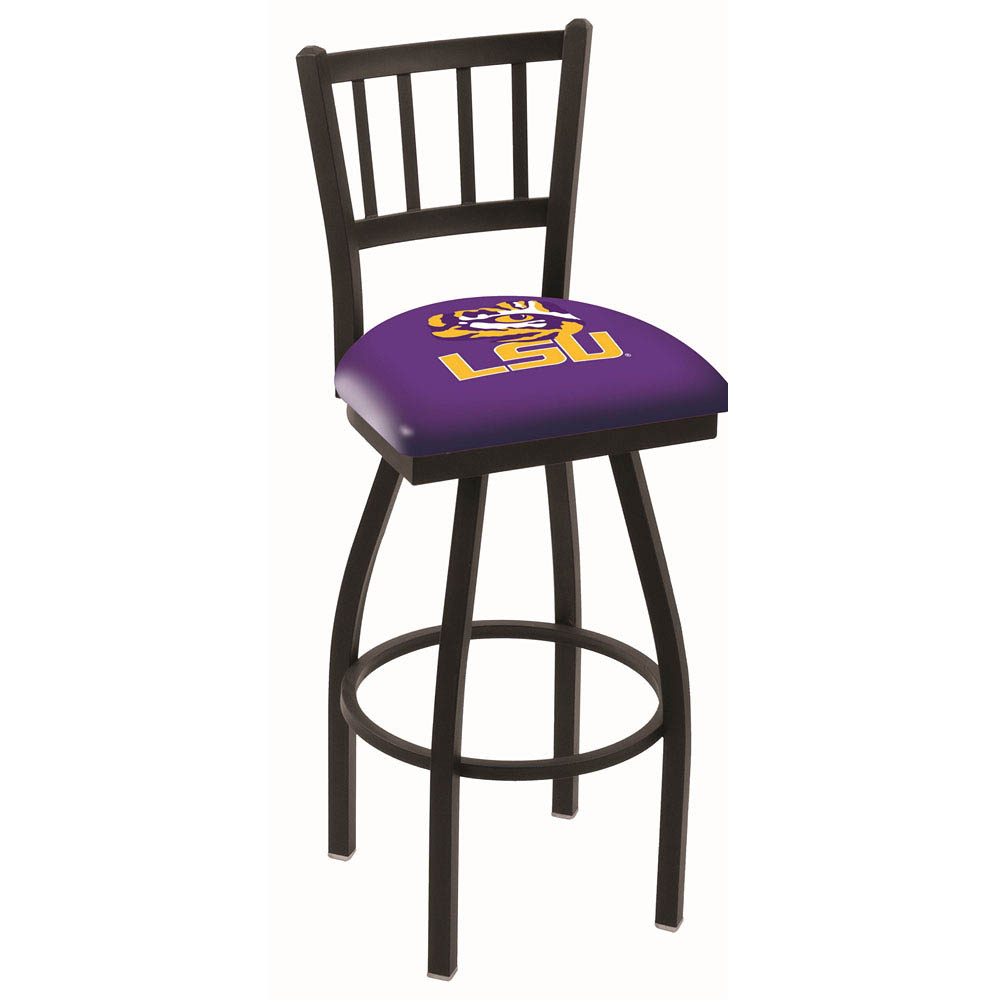 inch Black Louisiana State Jailhouse Back Swivel Bar Stool