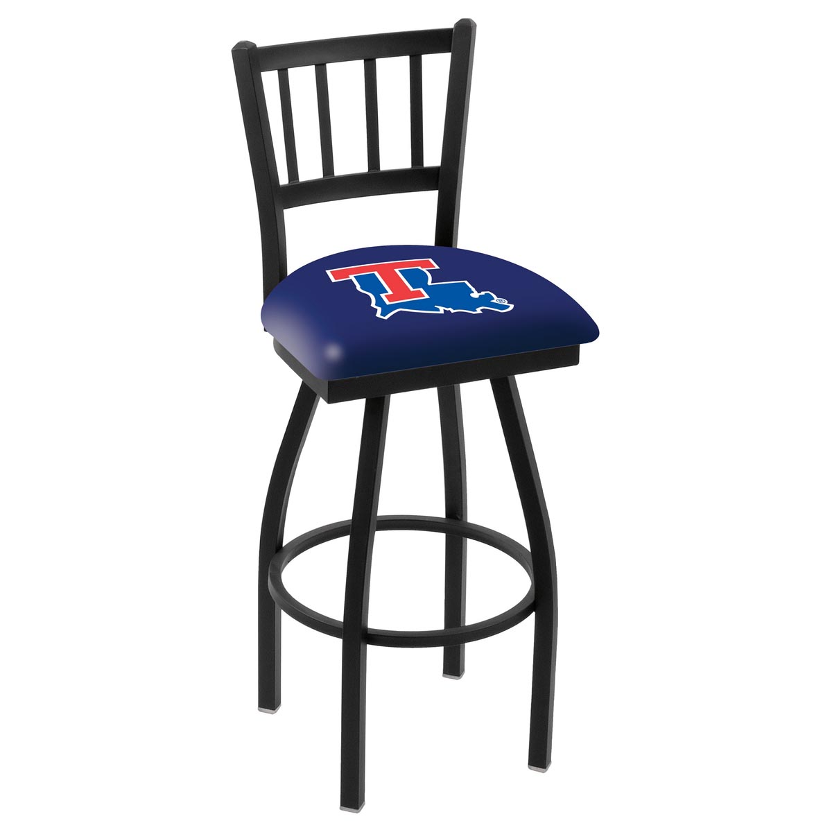 inch Black Louisiana Tech Jailhouse Back Swivel Bar Stool