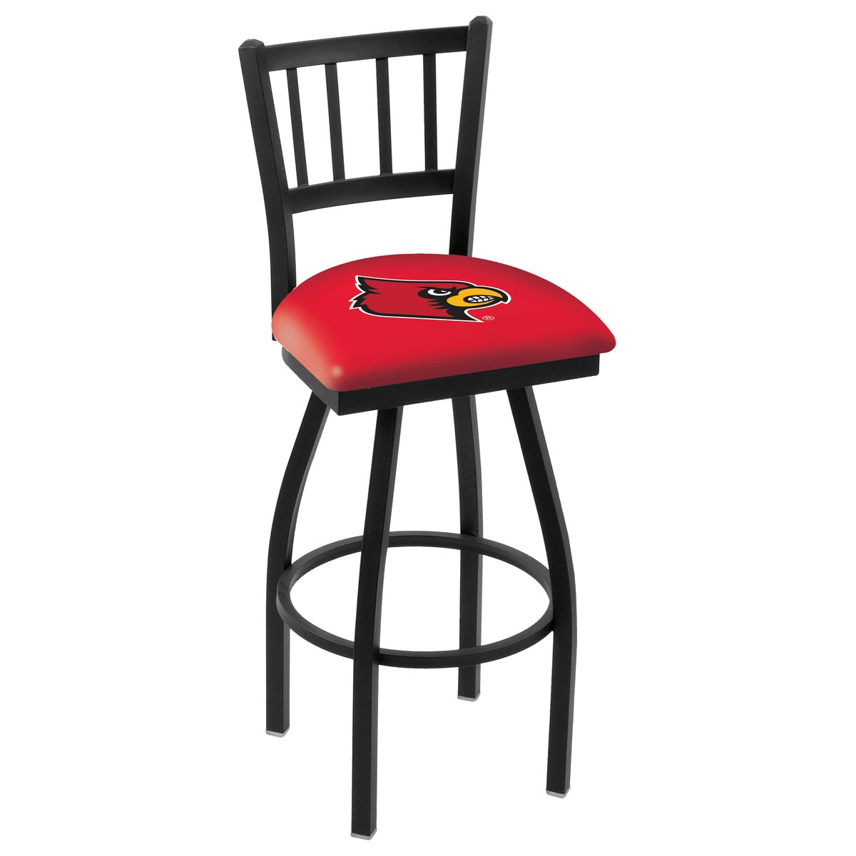 inch Black Louisville Jailhouse Back Swivel Bar Stool