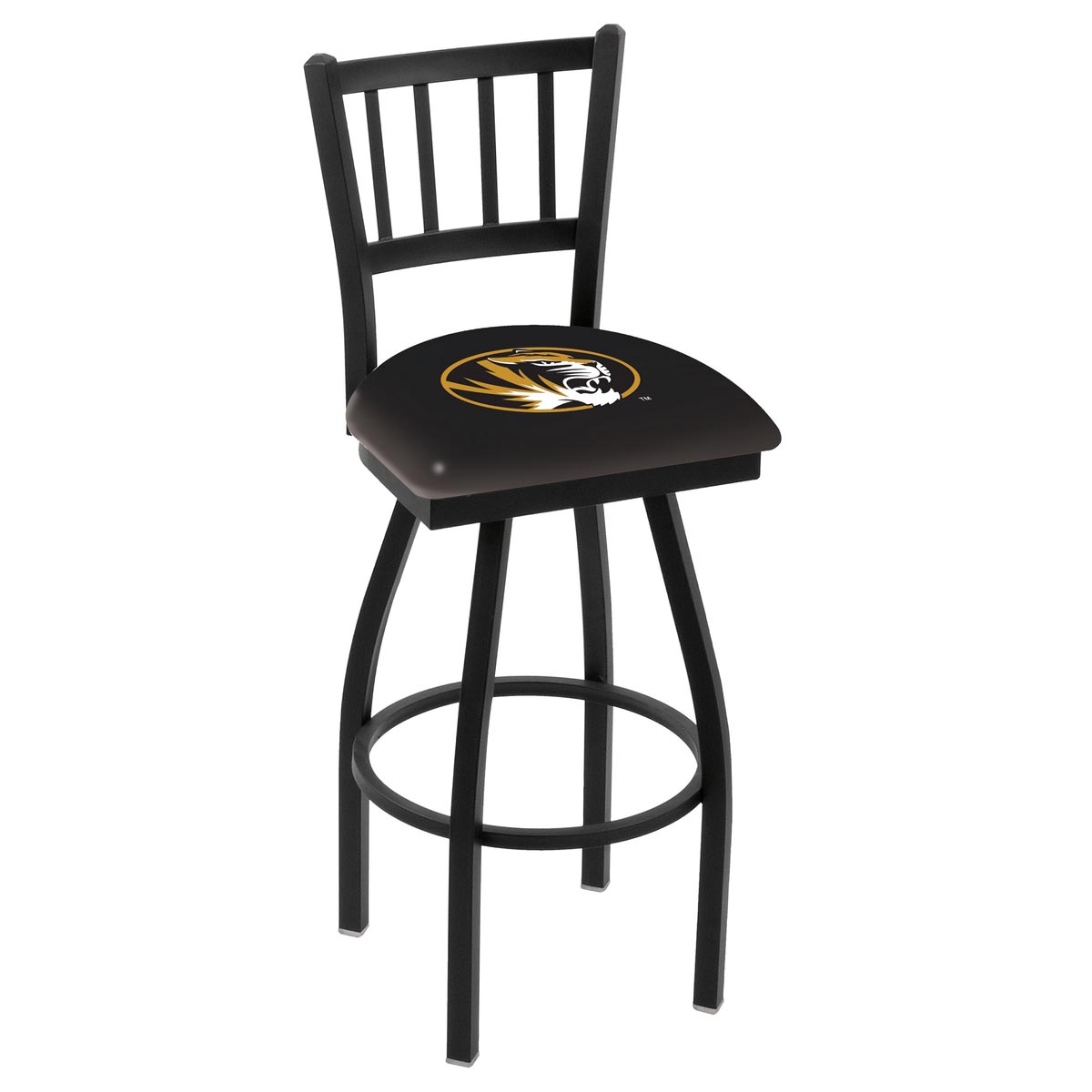 inch Black Missouri Jailhouse Back Swivel Bar Stool