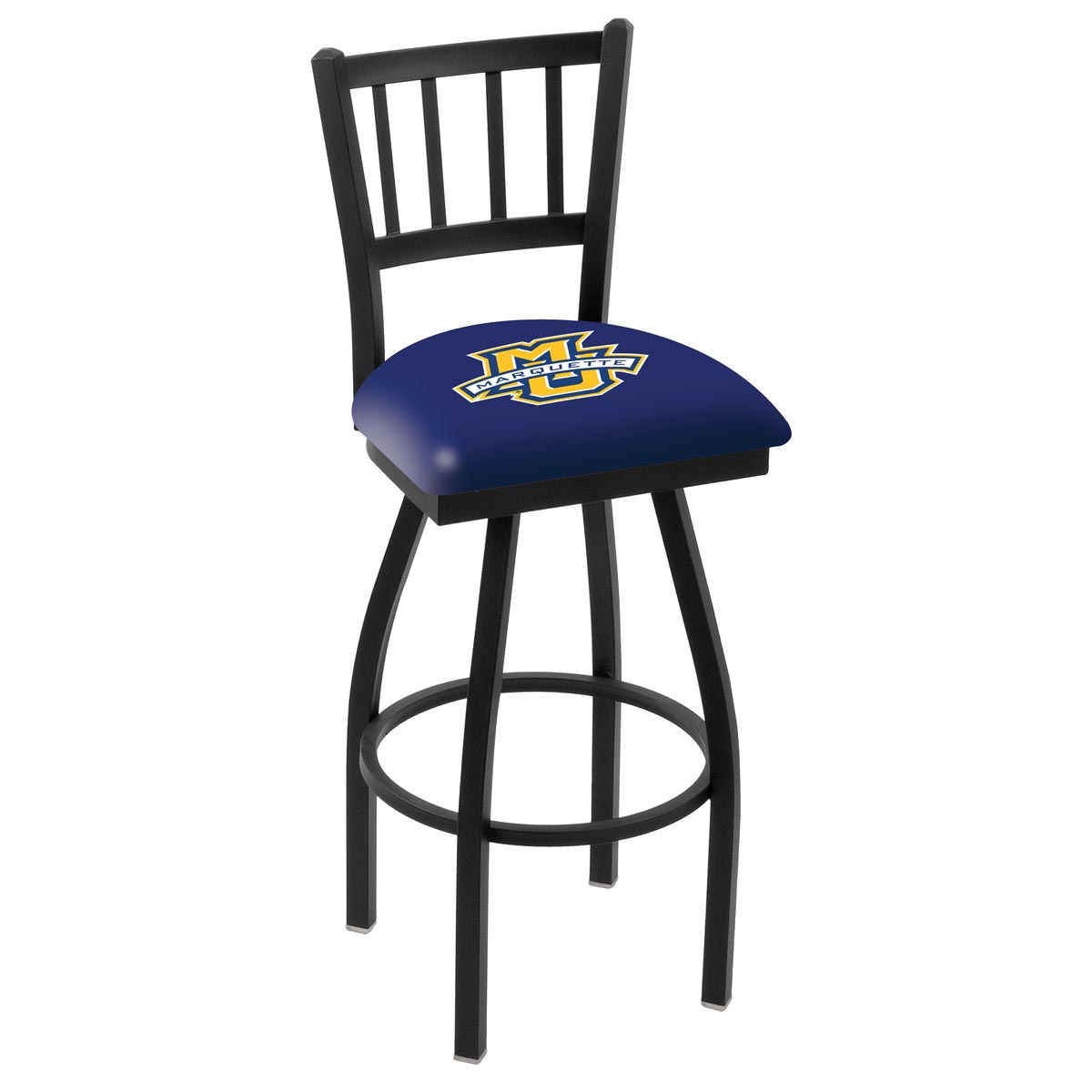 inch Black Marquette Jailhouse Back Swivel Bar Stool