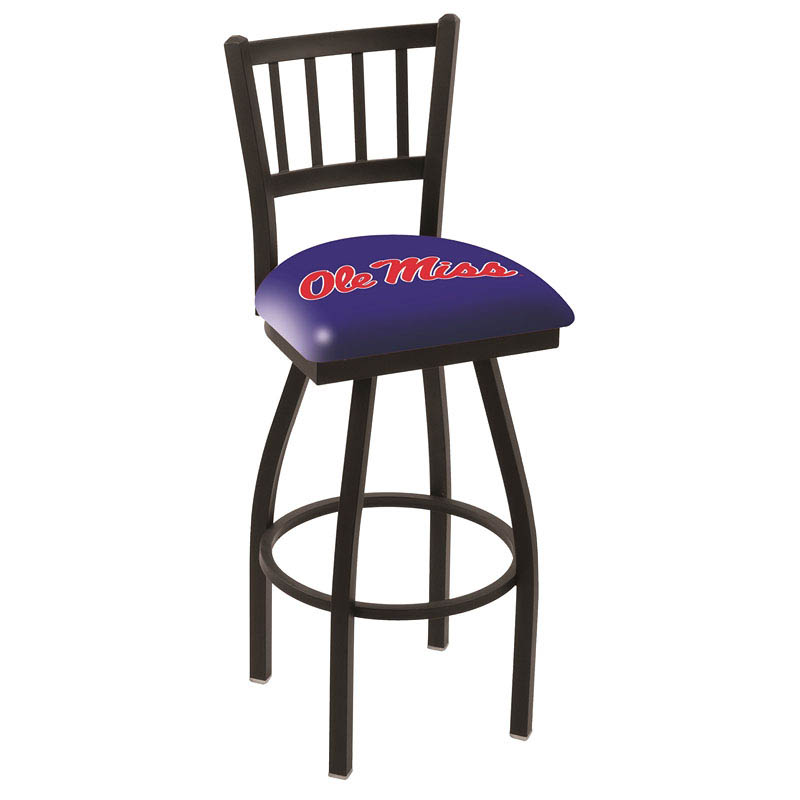 inch Black Ole Miss Jailhouse Back Swivel Bar Stool