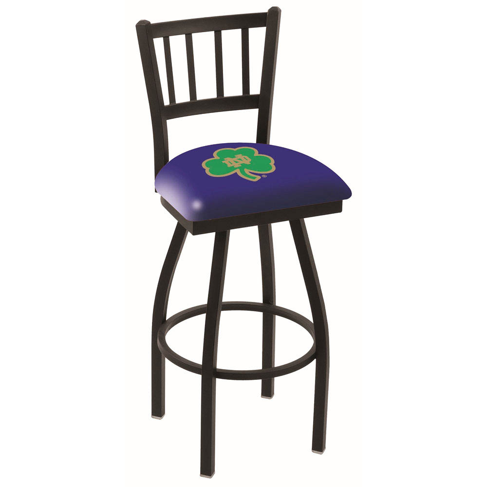 inch Black Notre Dame Shamrock Jailhouse Back Swivel Bar Stool