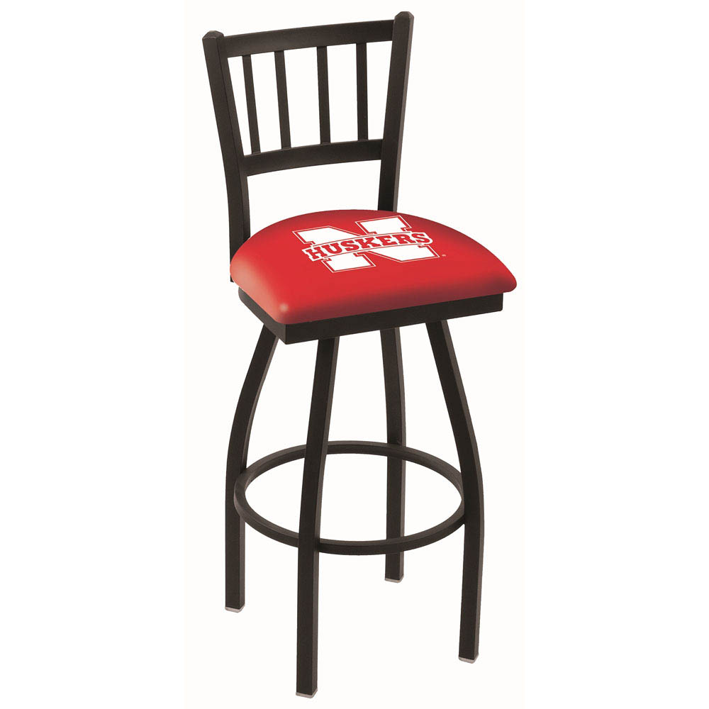 inch Black Nebraska Jailhouse Back Swivel Bar Stool