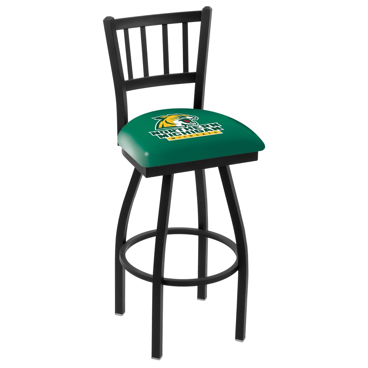 inch Black Northern Michigan Jailhouse Back Swivel Bar Stool