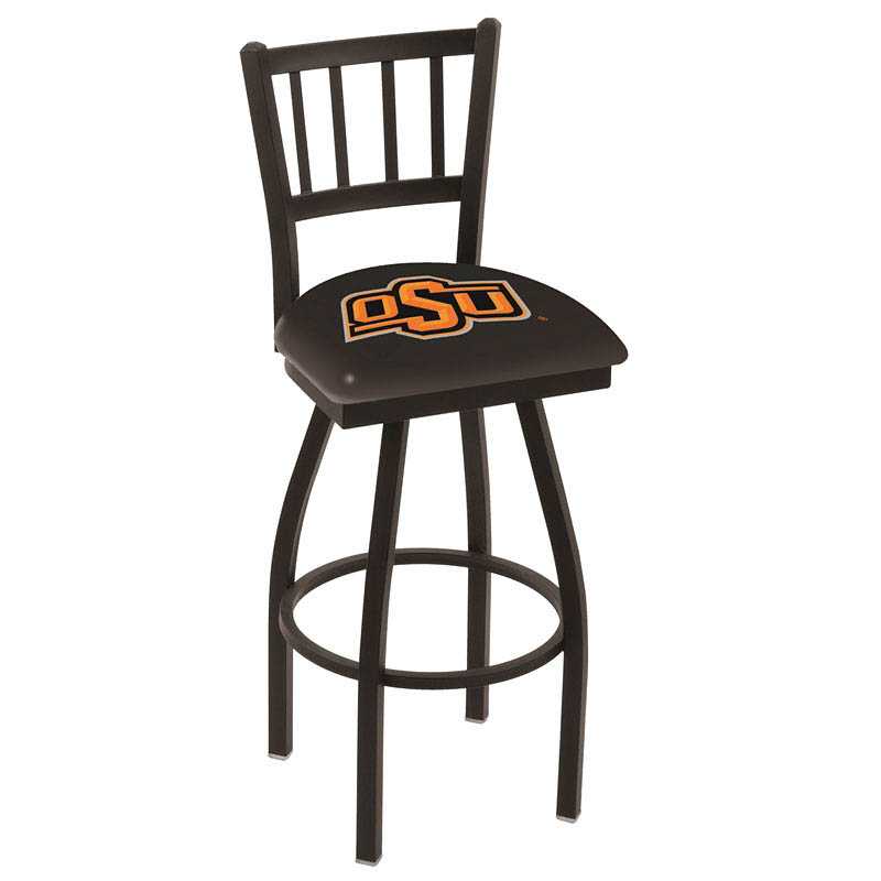 inch Black Oklahoma State Jailhouse Back Swivel Bar Stool