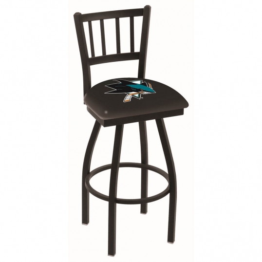25 inch Black San Jose Sharks Jailhouse Back Swivel Bar Stool