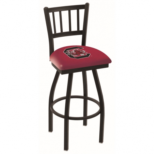 25 inch Black South Carolina Jailhouse Back Swivel Bar Stool