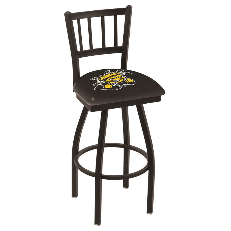 inch Black Wichita State Jailhouse Back Swivel Bar Stool