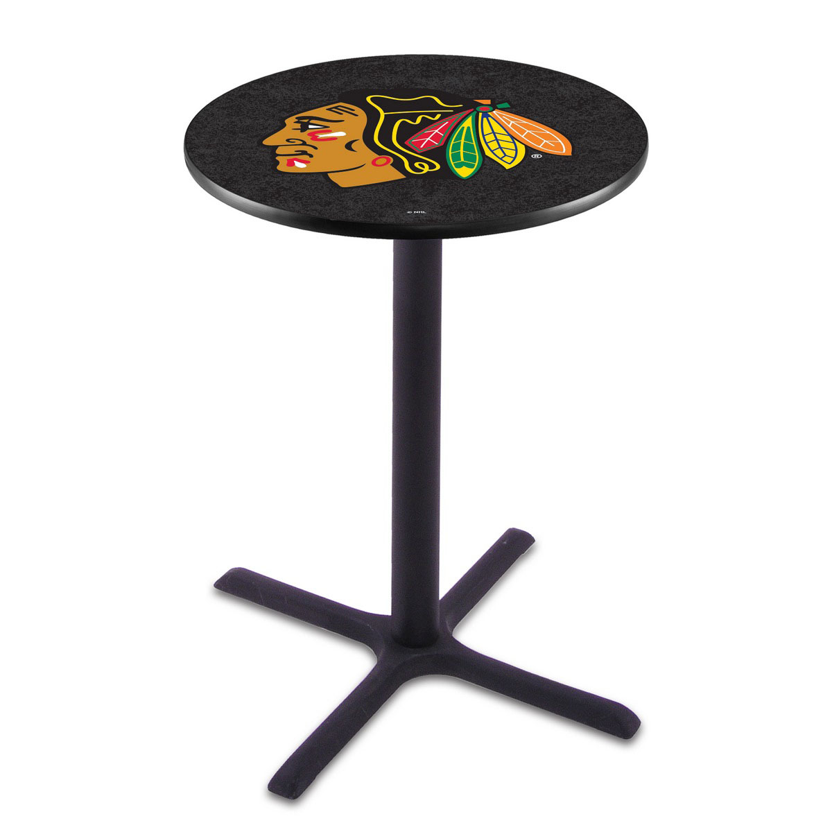 Chicago Blackhawks Black Wrinkle Pub Table: Black Background