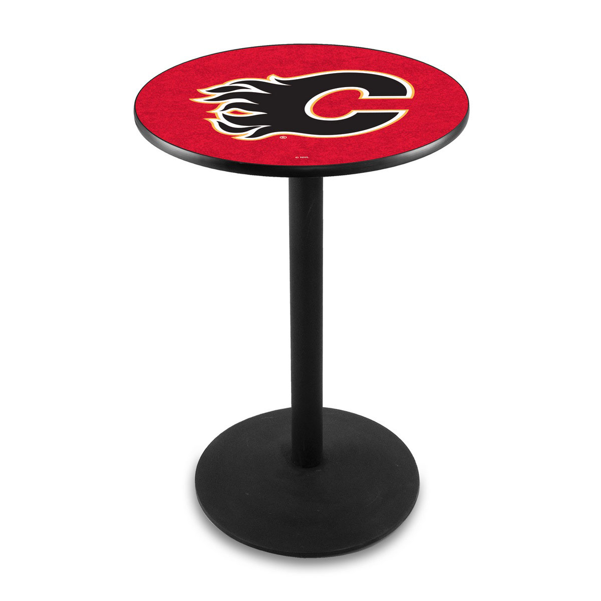 Calgary Flames Logo Pub Bar Table with Round Stand