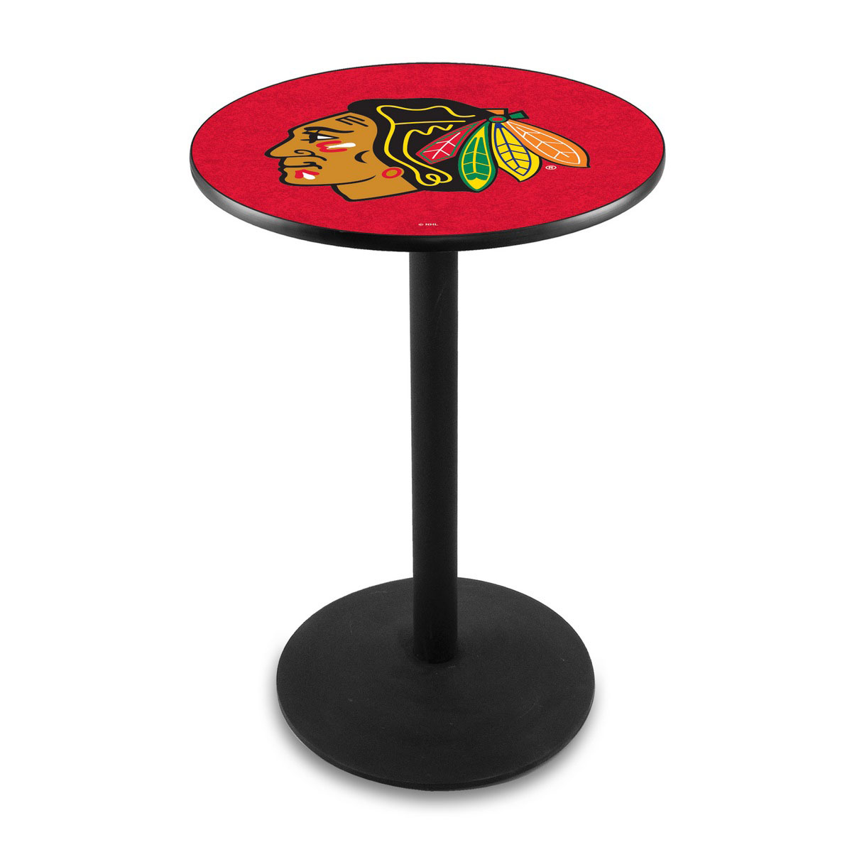 Chicago Blackhawks (Red Background) Logo Pub Bar Table with Round Stand