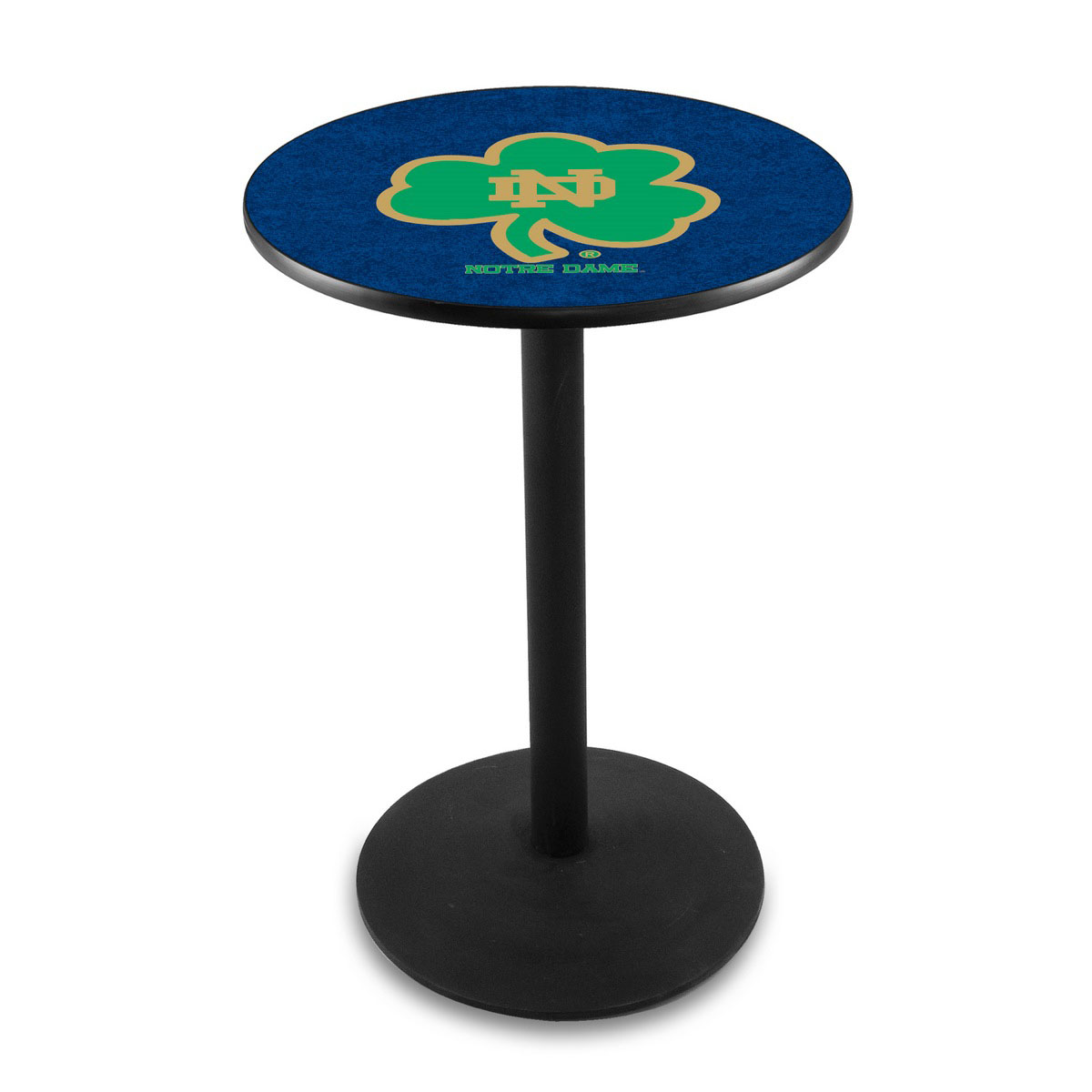 Notre Dame (Shamrock) Logo Pub Bar Table with Round Stand