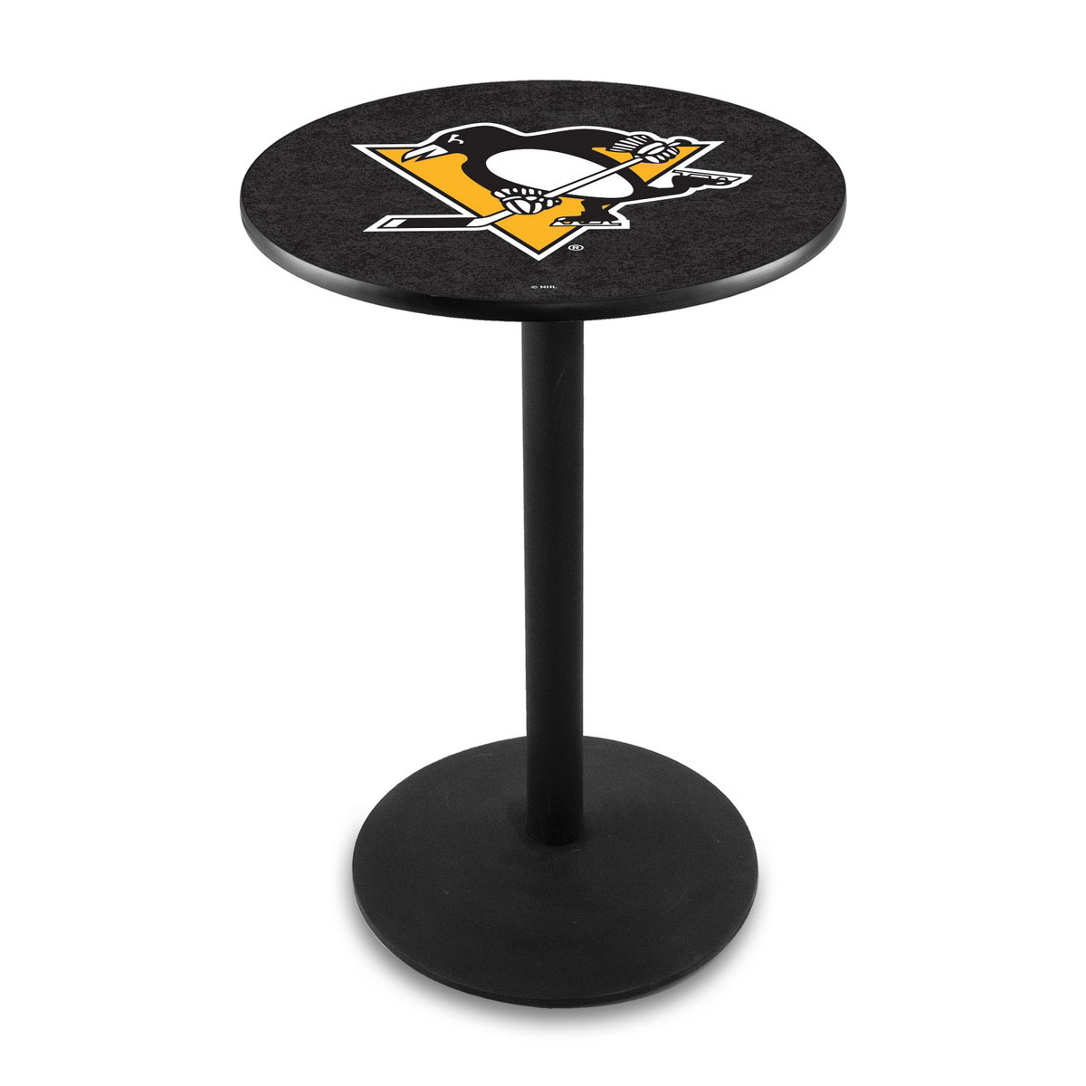 Pittsburgh Penguins Logo Pub Bar Table with Round Stand