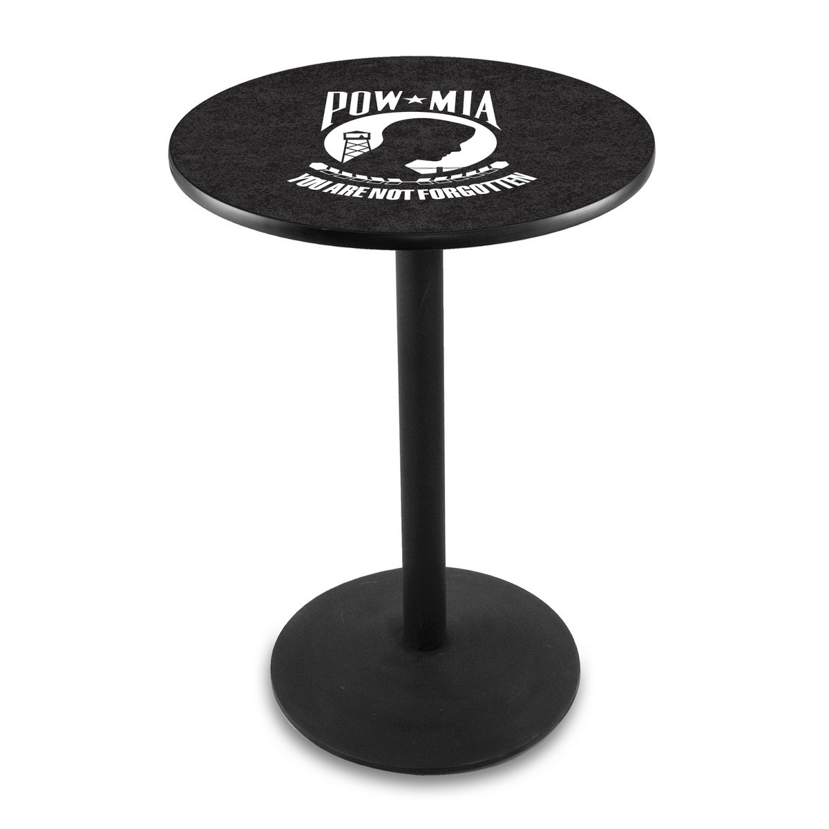 POW/MIA Logo Pub Bar Table with Round Stand