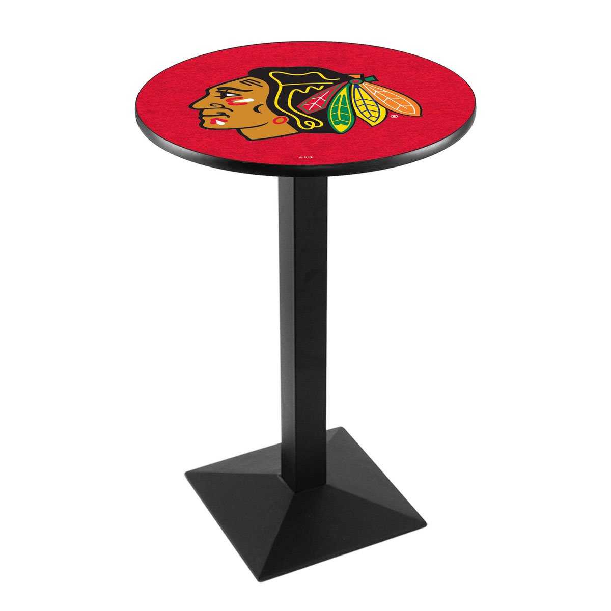 Chicago Blackhawks (Red Background) Logo Pub Bar Table with Square Stand
