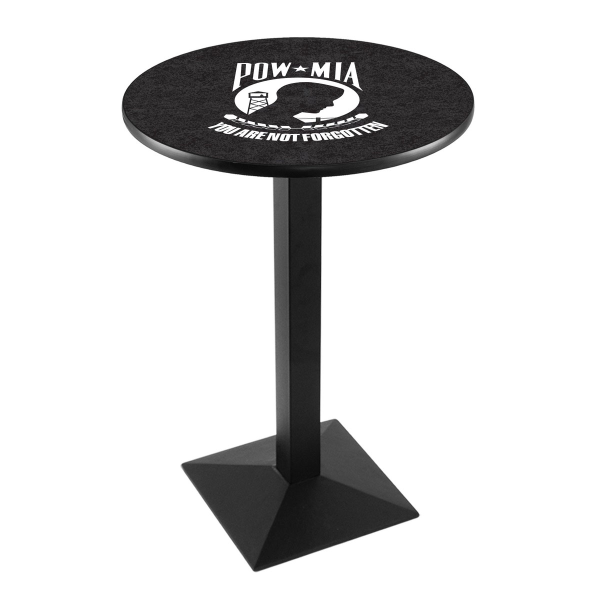 POW/MIA Logo Pub Bar Table with Square Stand
