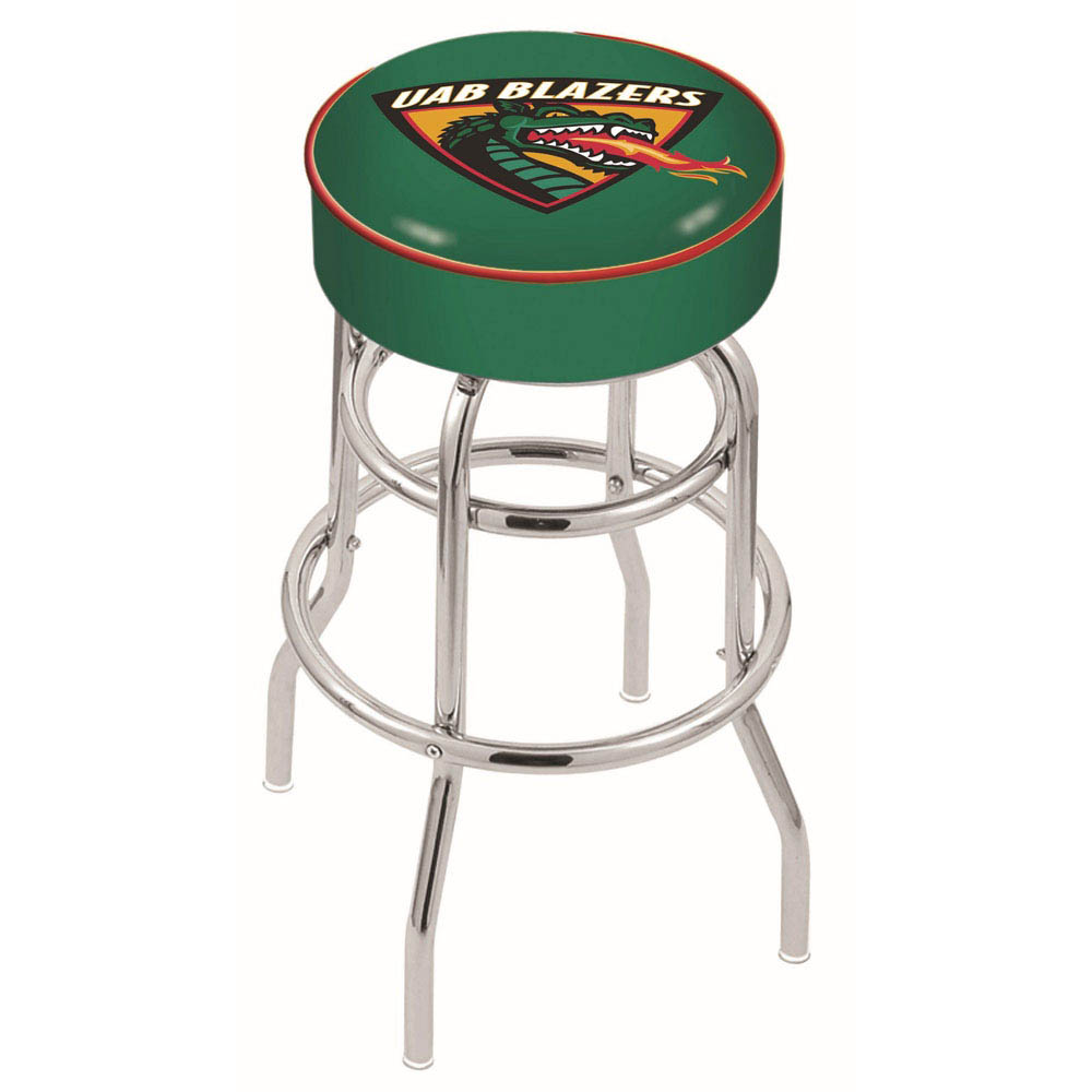 inch UAB Chrome 2-Ring Base Swivel Bar Stool