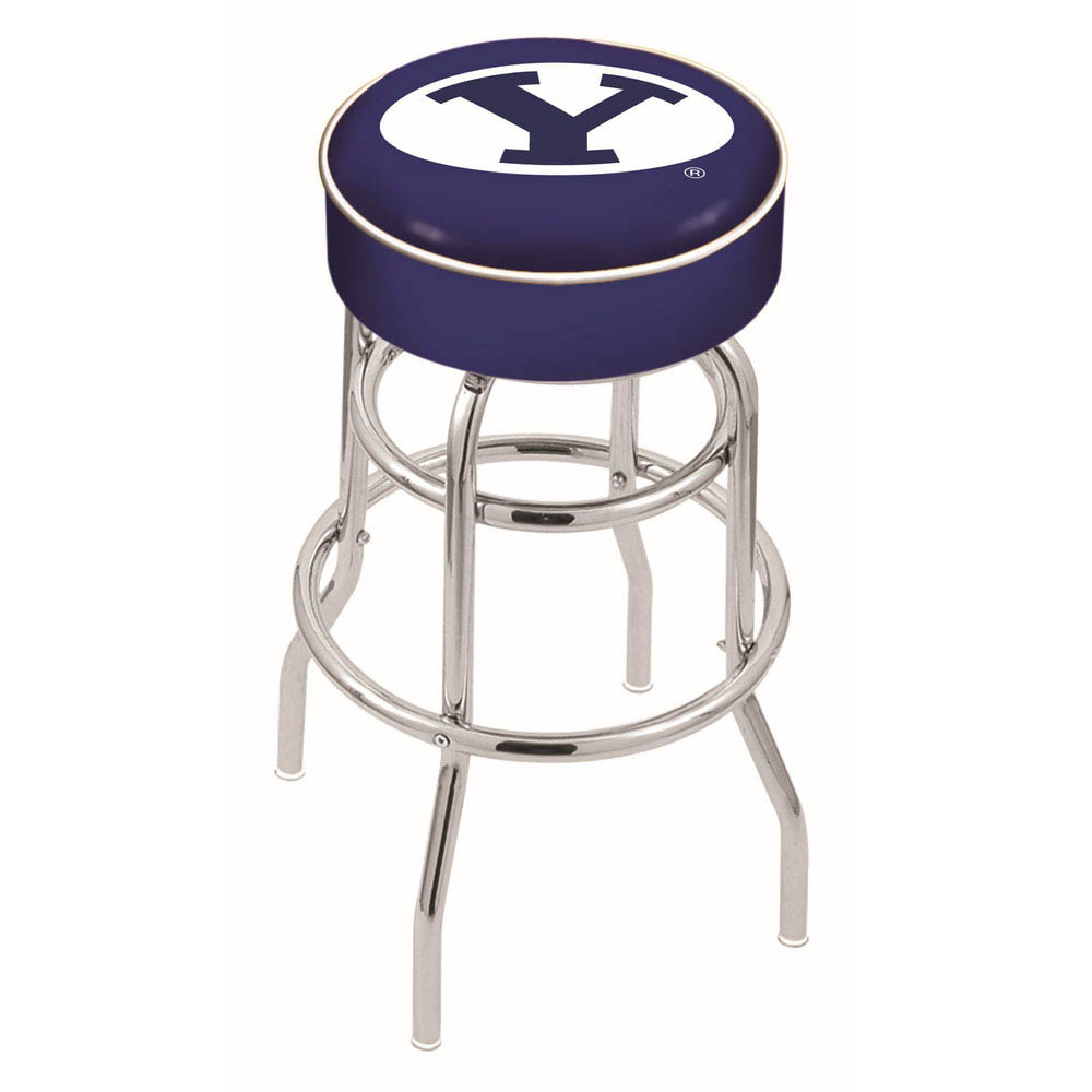 inch Brigham Young Chrome 2-Ring Base Swivel Bar Stool