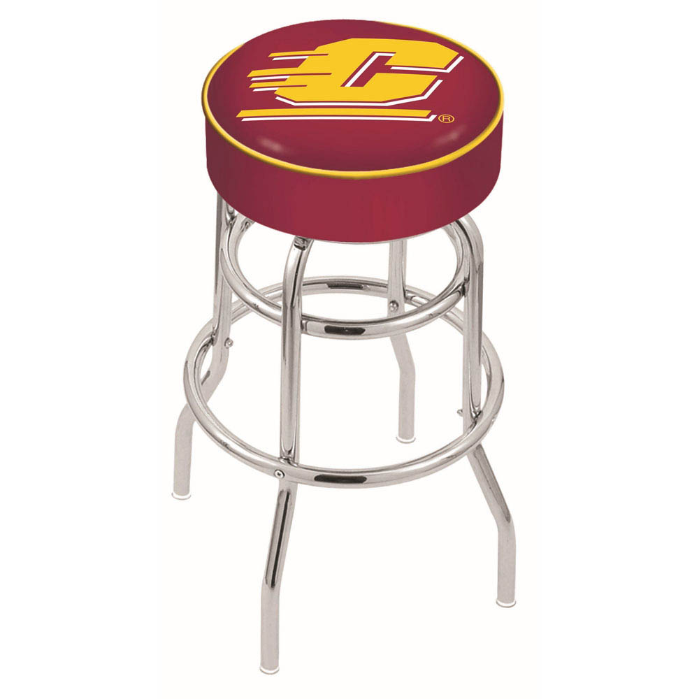 inch Central Michigan Chrome 2-Ring Base Swivel Bar Stool