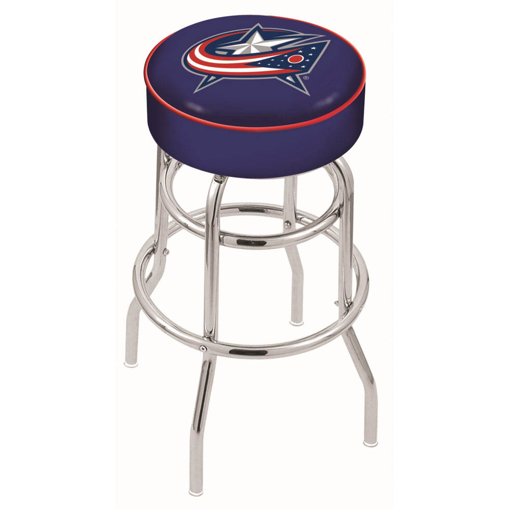inch Columbus Blue Jackets Chrome 2-Ring Base Swivel Bar Stool