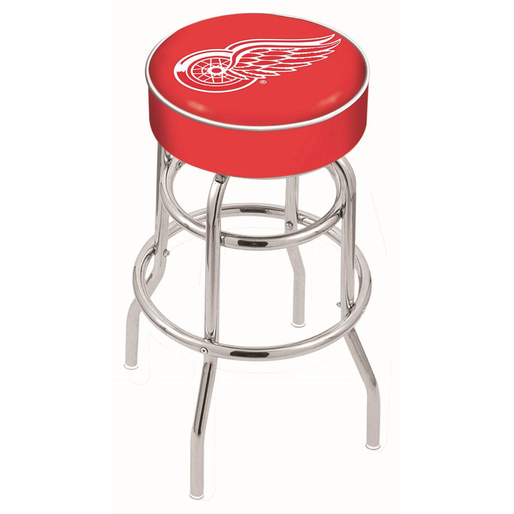 inch Detroit Red Wings Chrome 2-Ring Base Swivel Bar Stool