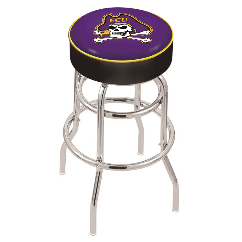 inch East Carolina Chrome 2-Ring Base Swivel Bar Stool