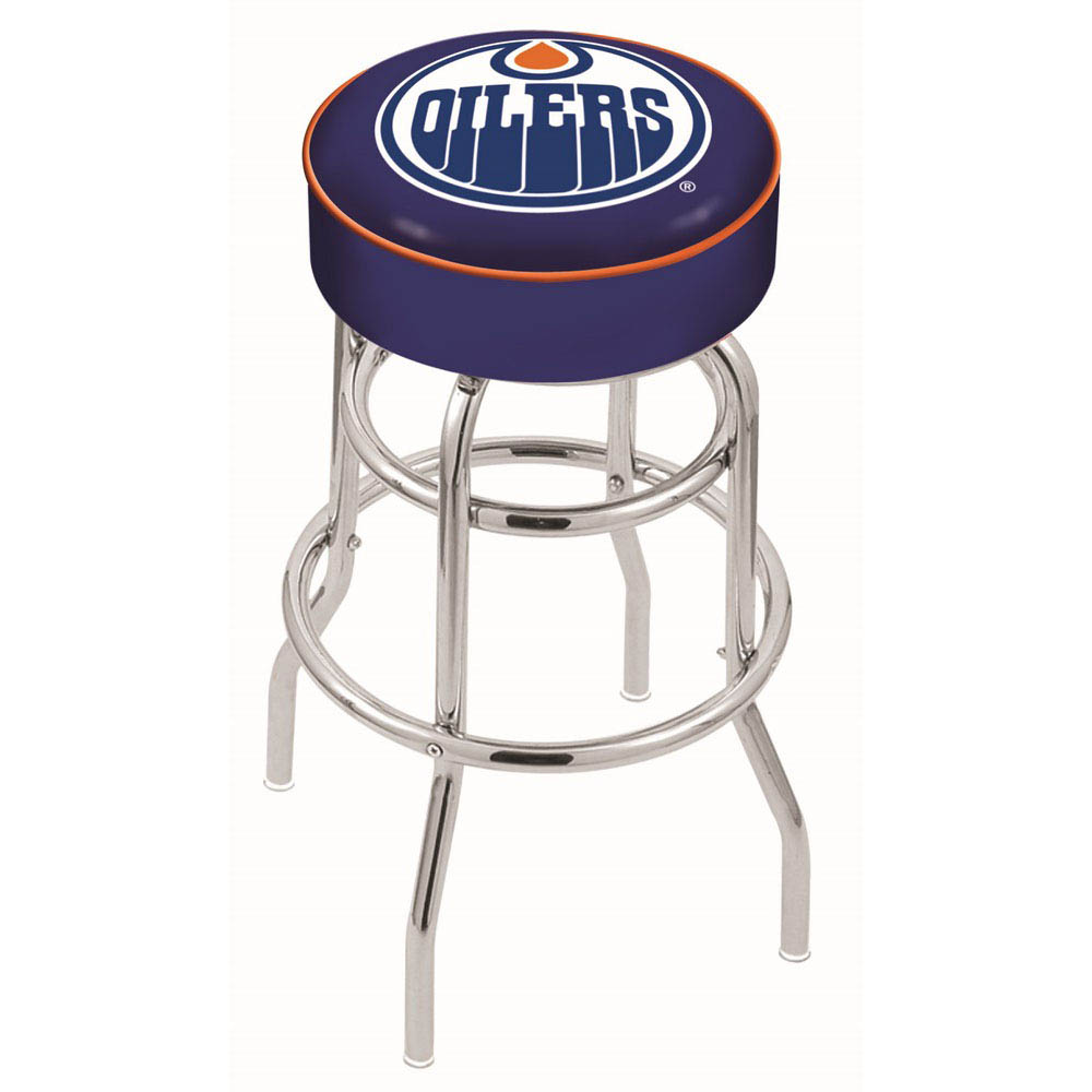inch Edmonton Oilers Chrome 2-Ring Base Swivel Bar Stool