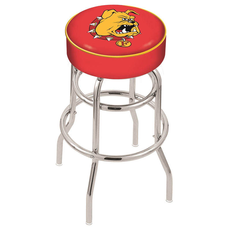 inch Ferris State Chrome 2-Ring Base Swivel Bar Stool
