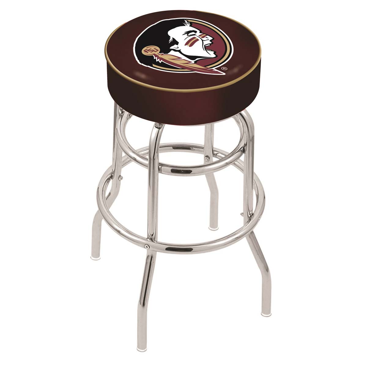 inch Florida State Head Chrome 2-Ring Base Swivel Bar Stool
