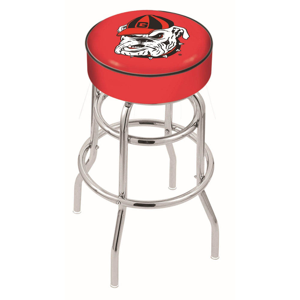 inch Georgia Bulldog Chrome 2-Ring Base Swivel Bar Stool
