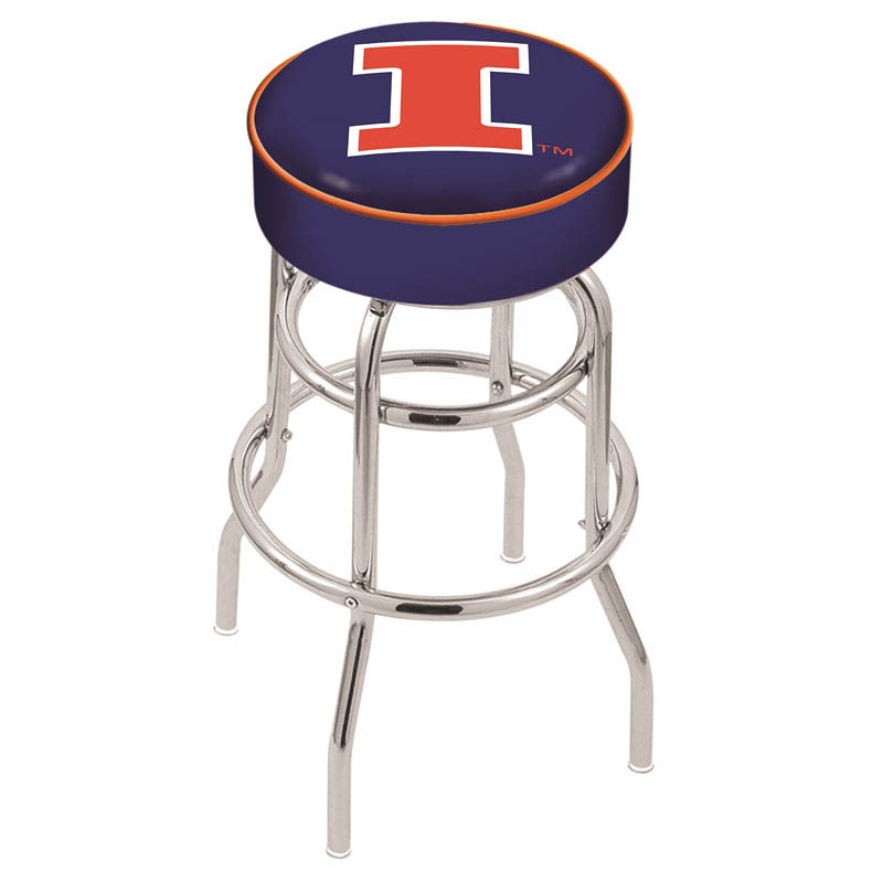 inch Illinois Chrome 2-Ring Base Swivel Bar Stool