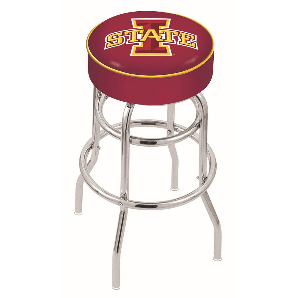 inch Iowa State Chrome 2-Ring Base Swivel Bar Stool