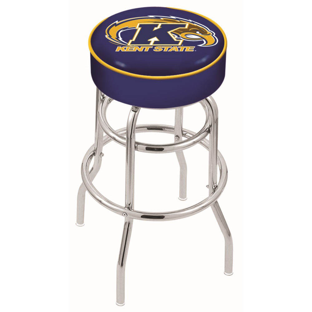 inch Kent State Chrome 2-Ring Base Swivel Bar Stool