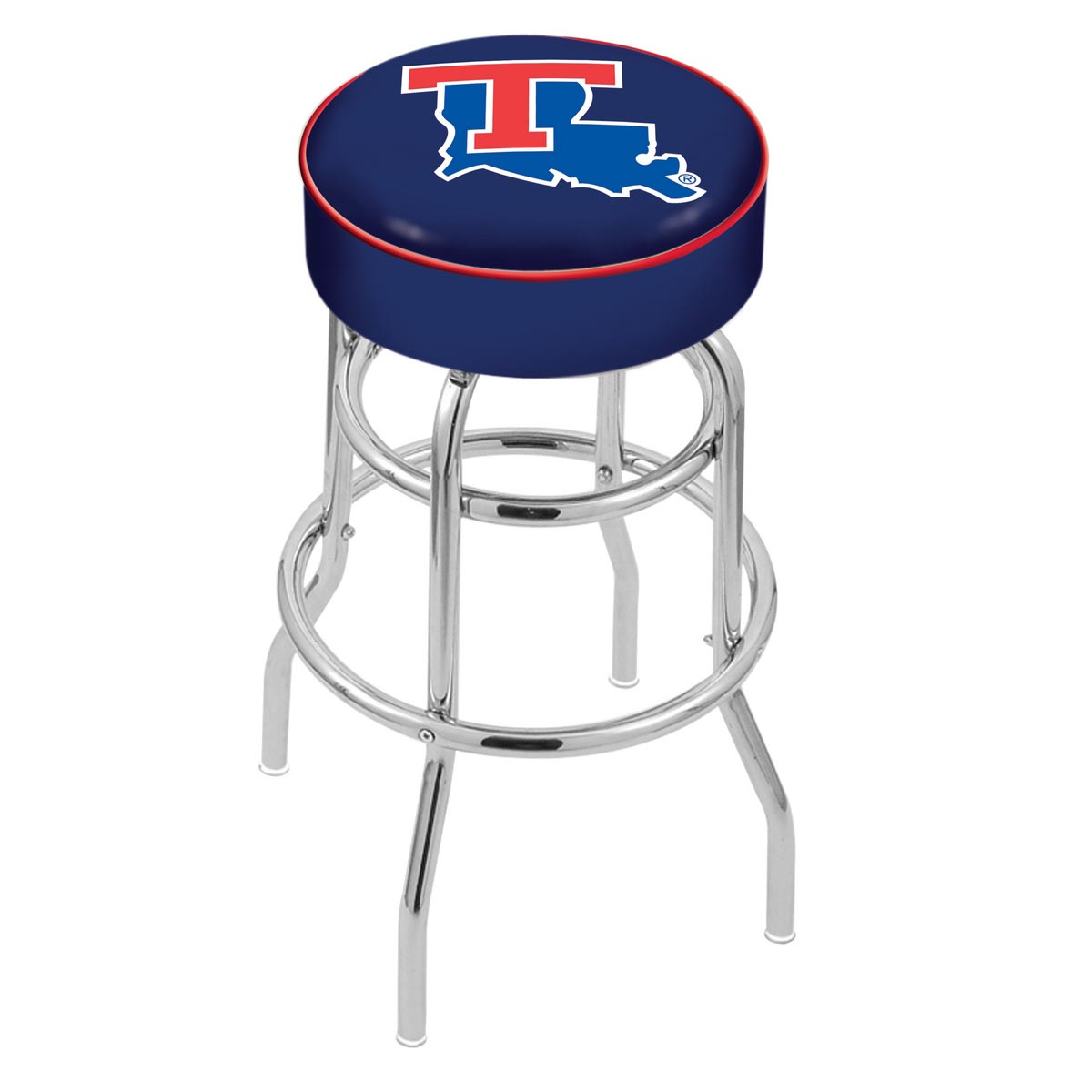 inch Louisiana Tech Chrome 2-Ring Base Swivel Bar Stool