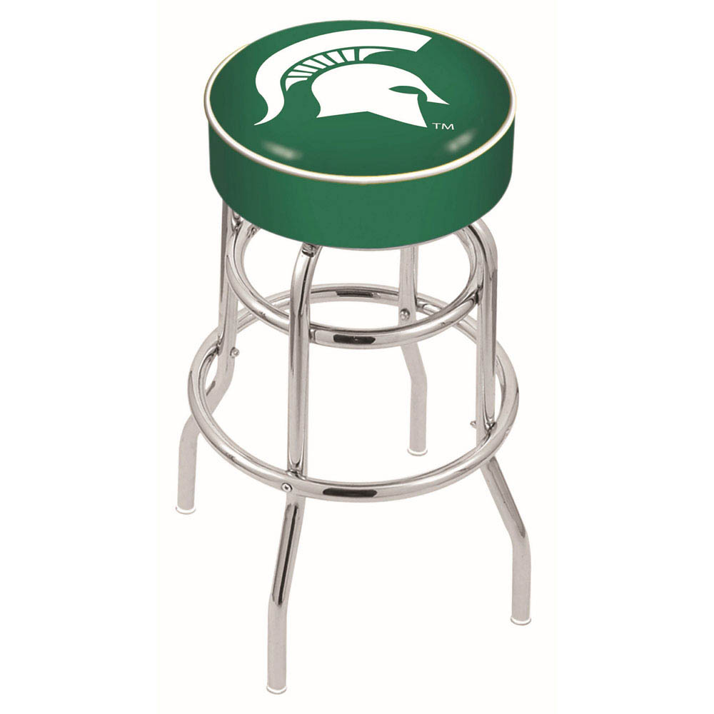 inch Michigan State Chrome 2-Ring Base Swivel Bar Stool