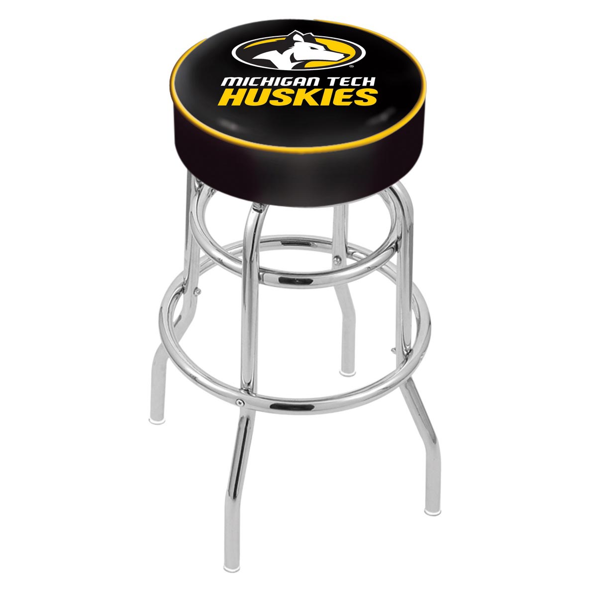 inch Michigan Tech Chrome 2-Ring Base Swivel Bar Stool
