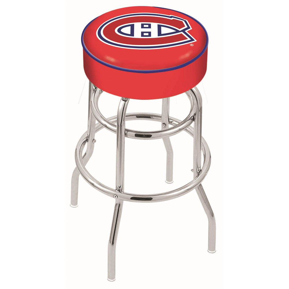 inch Montreal Canadiens Chrome 2-Ring Base Swivel Bar Stool